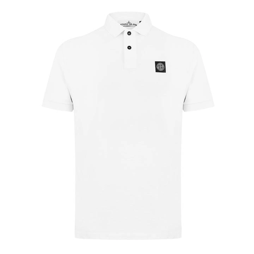 Stone Island Men'S Cotton Compass Logo Polo Shirt - White